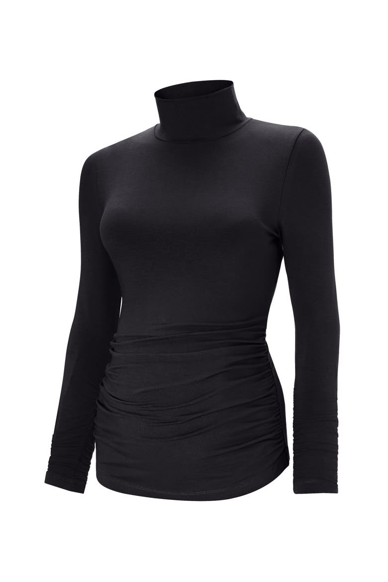 The Essentials Maternity Turtleneck Top, Alternate, color, Caviar Black