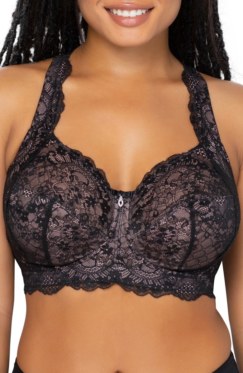 Curvy Couture Luxe Lace Wireless Bralette, Main, color, Black Hue