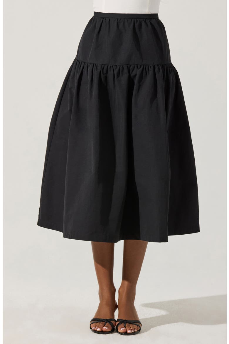 Drop Waist Cotton Blend Skirt, Alternate, color, BLACK