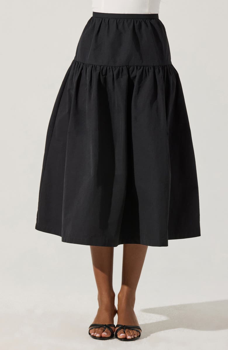 ASTR the Label Drop Waist Cotton Blend Skirt, Alternate, color, Black