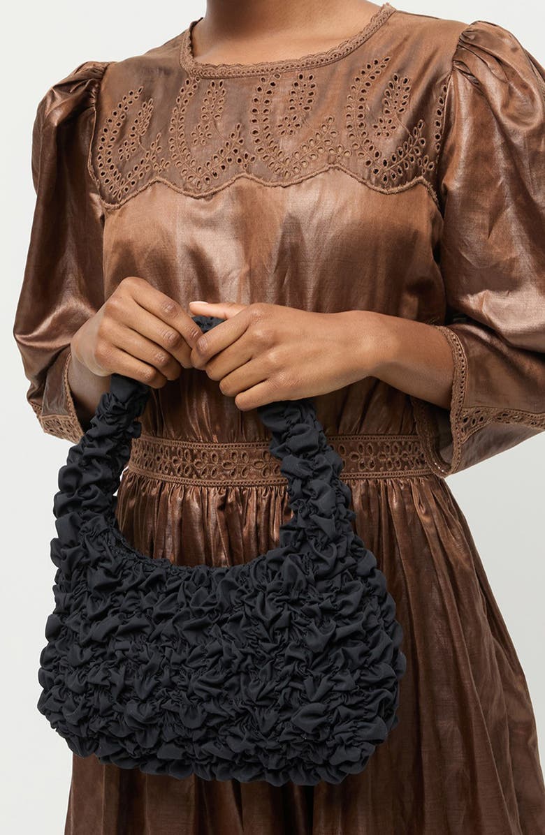 Loeffler Randall Smocked Mini Shoulder Bag, Alternate, color, Black