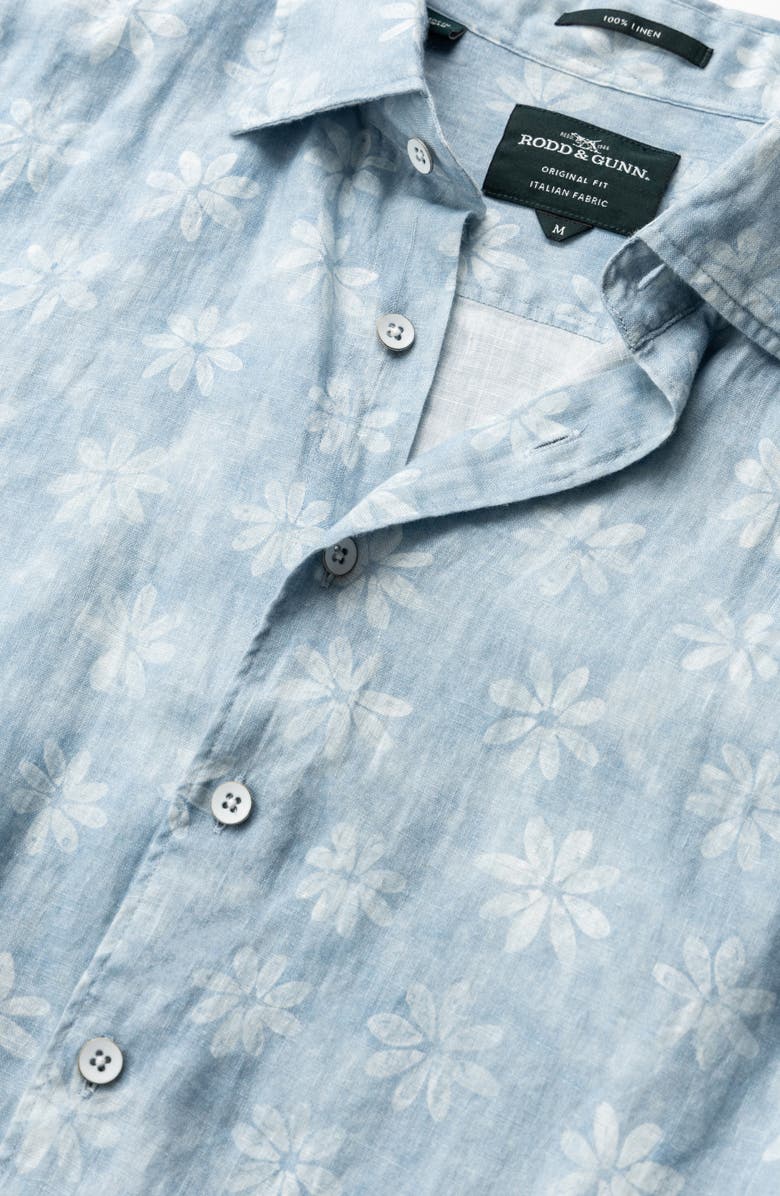 Rodd & Gunn Belleknowes Original Fit Floral Short Sleeve Linen Button-Up Shirt, Alternate, color, Mist