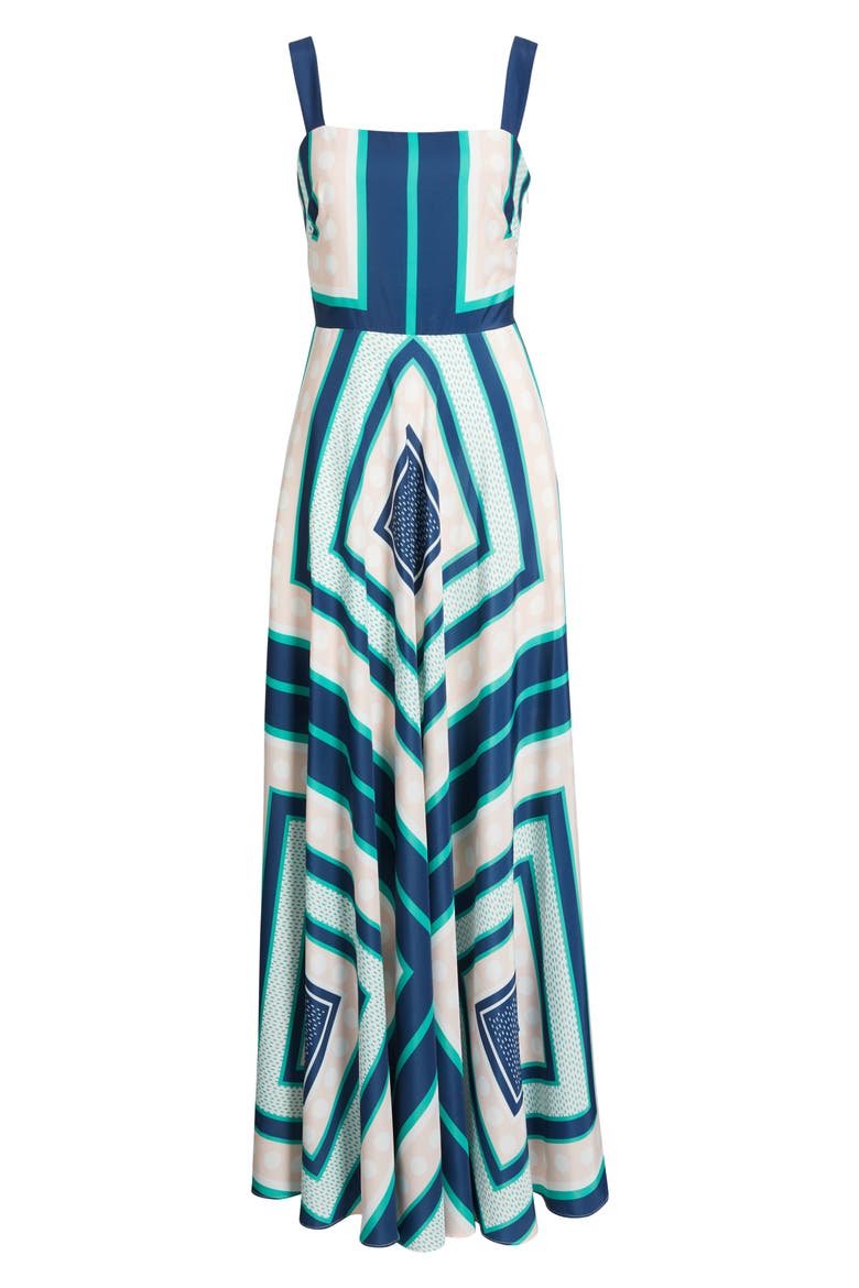 Geometric Maxi Sundress, Alternate, color, GREEN