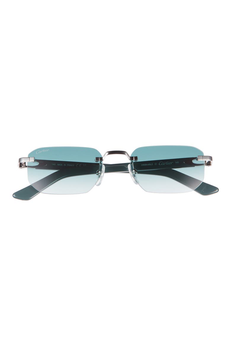 53mm Rimless Rectangular Gradient Sunglasses, Main, color, SILVER