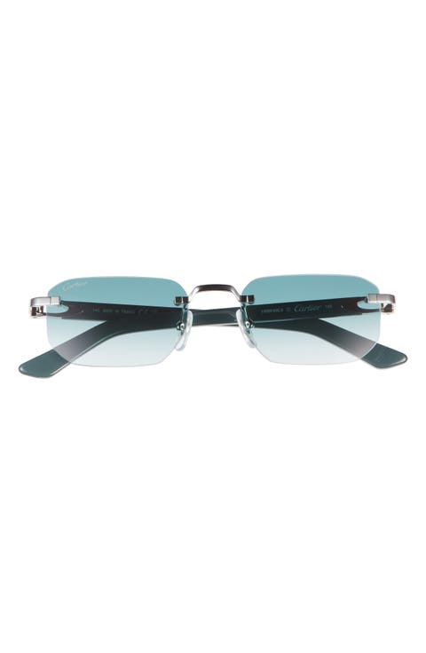 53mm Rimless Rectangular Gradient Sunglasses