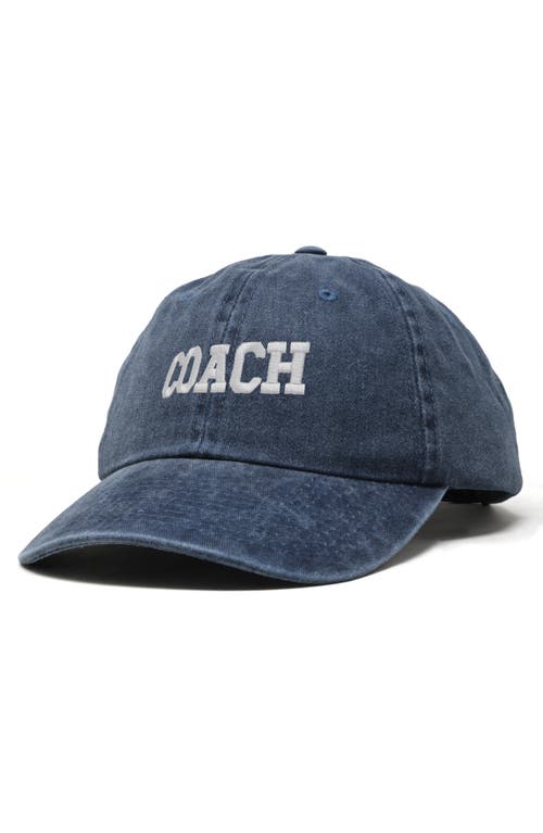 Dalix Coach Embroidered Sports Dad Cap In Washed Navy Blue