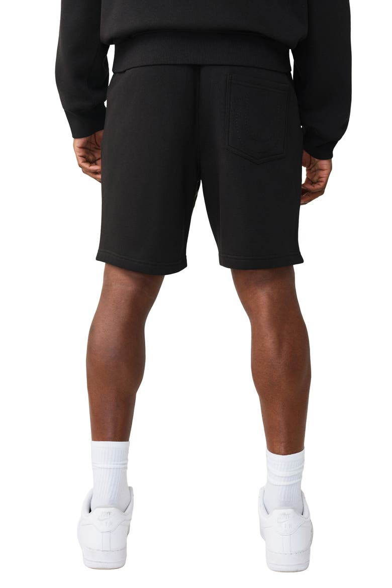 Logo Patch Cotton Blend Sweat Shorts, Alternate, color, JET BLACK