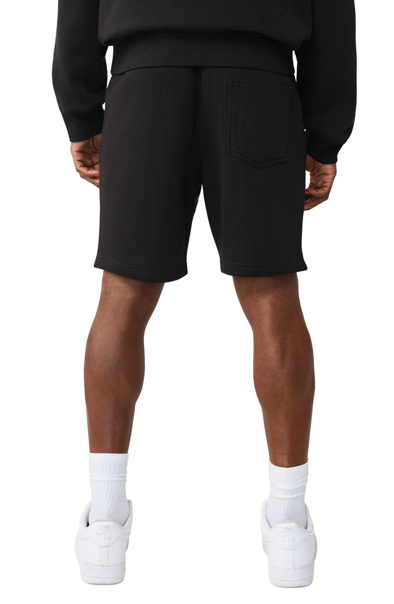 True Religion Logo Patch Cotton Blend Sweat Shorts, Alternate, color, Jet Black