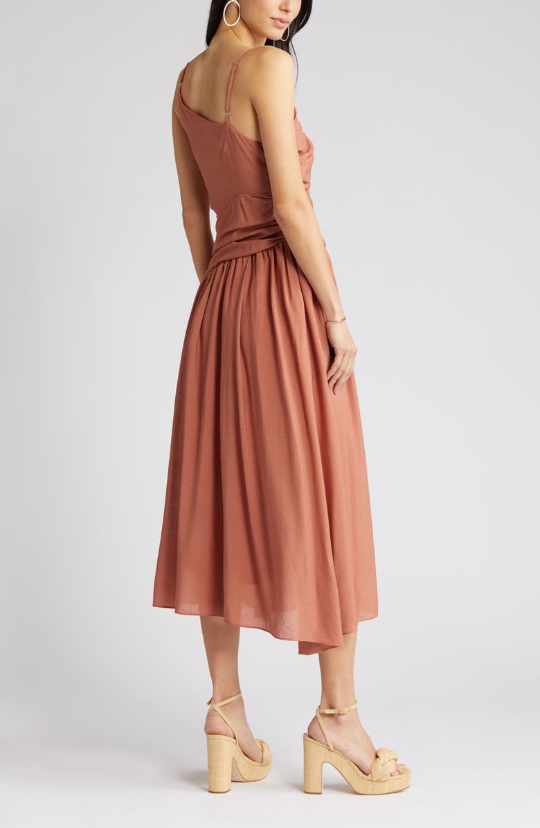 MOON RIVER Asymmetric Neck Cutout Midi Dress, Alternate, color, 