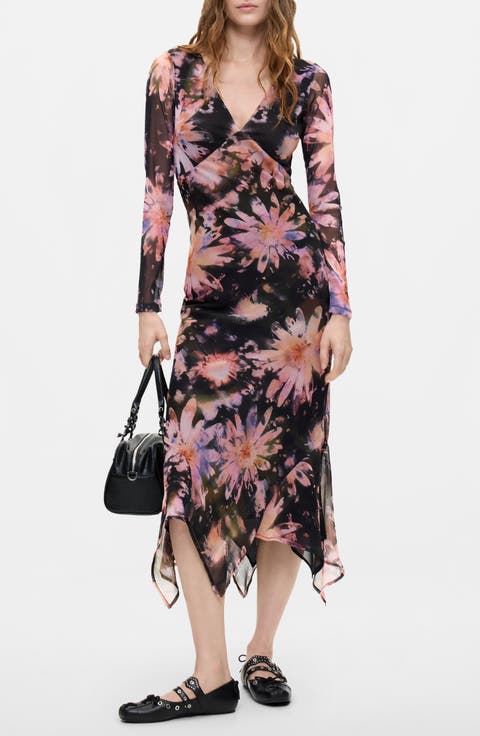 Floral Long Sleeve Midi Dress