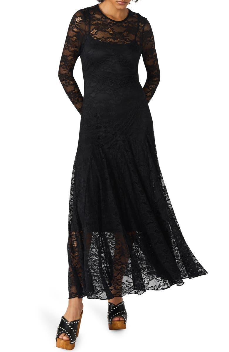 Steve Madden Elona Lace Long Sleeve Maxi Dress, Main, color, 