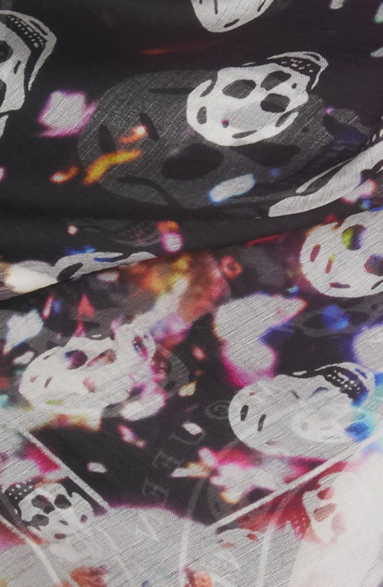 McQueen Confetti Skull Silk Square Scarf, Alternate, color, Black/ Multicolour