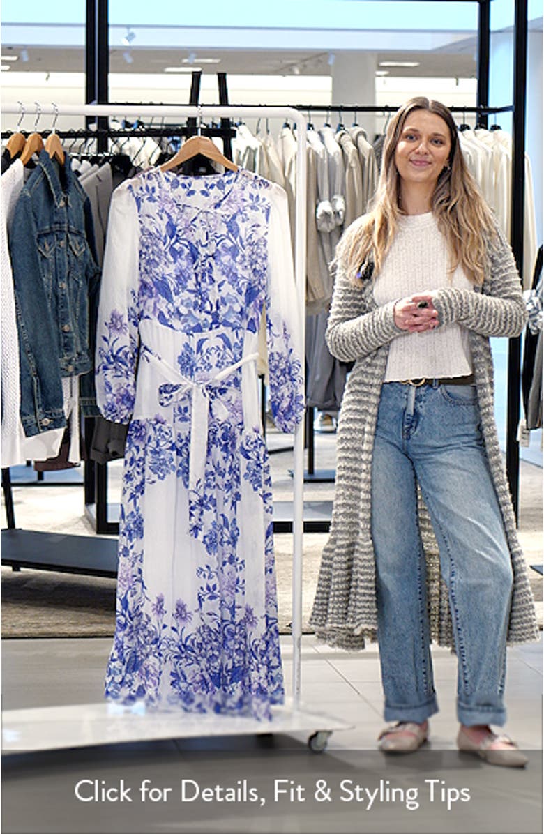 Placed Print Long Sleeve Maxi Dress, sales video thumbnail