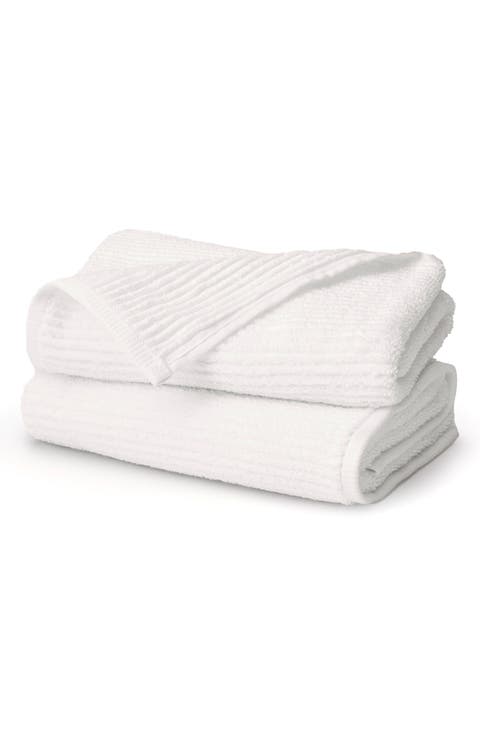Set of 2 Ribbed Organic Cotton Hand Towels