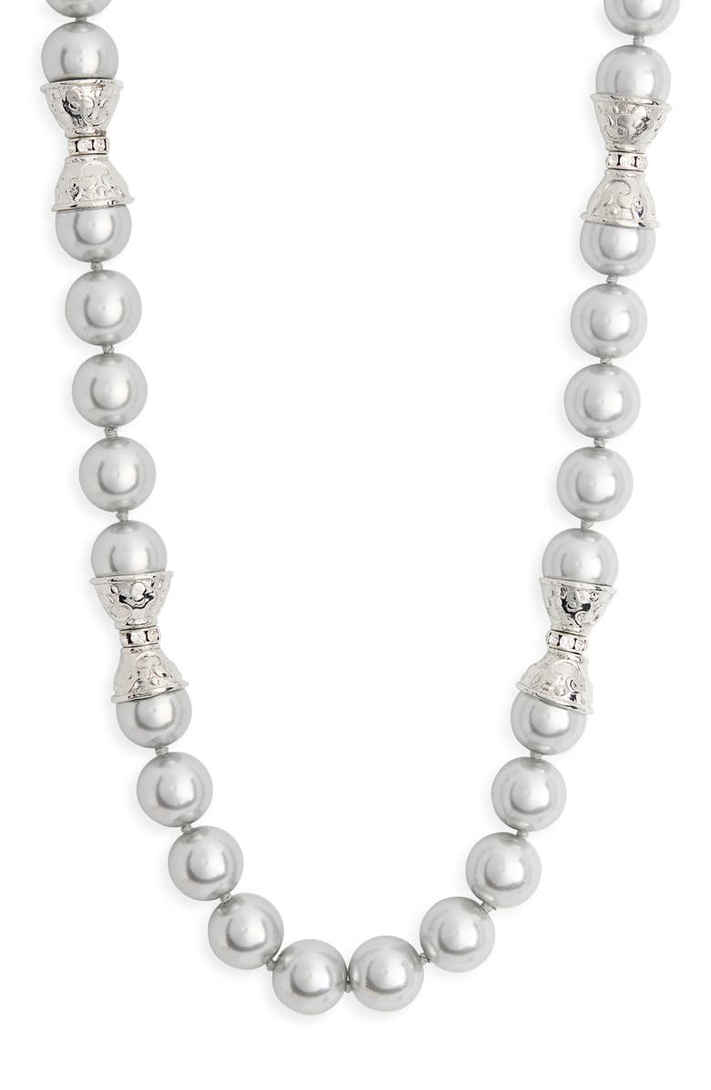 Kenneth Jay Lane Light Grey Faux Pearl Necklace, Main, color, Light Grey Pearl