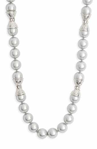 Kenneth Jay Lane Light Grey Faux Pearl Necklace