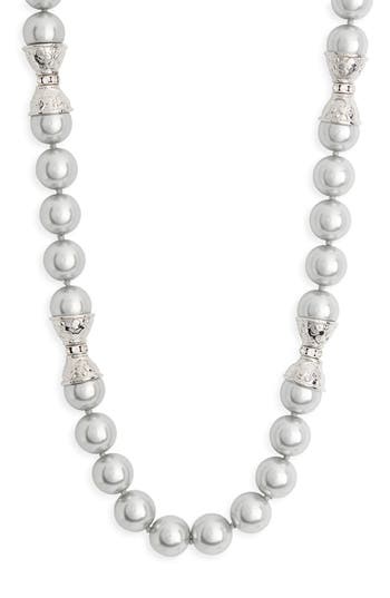 Kenneth Jay Lane Light Grey Faux Pearl Necklace In Metallic