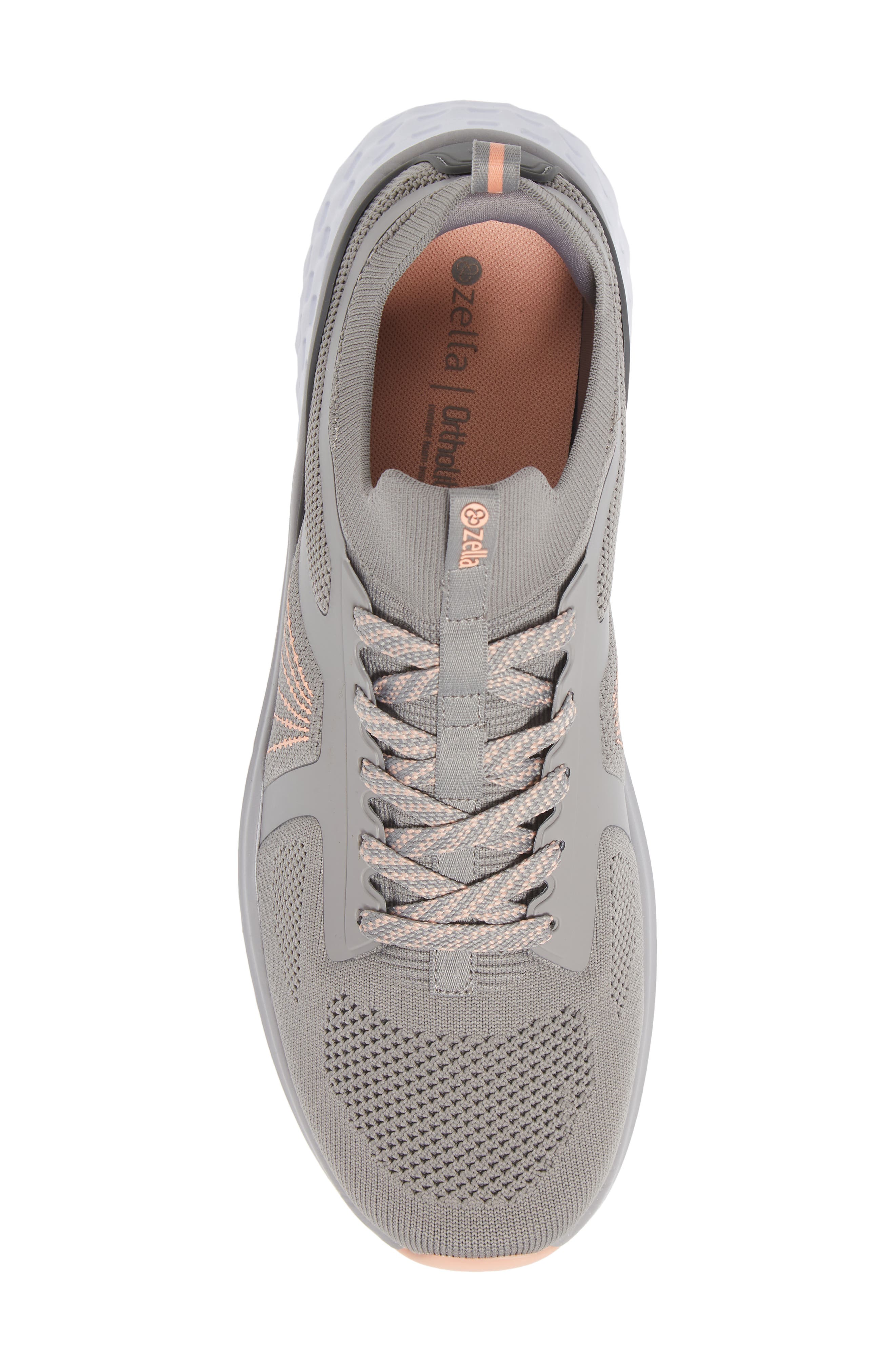 Lifestyle Lace-Up Knit Sneaker, Alternate, color, GREY- GREY DARK- PINK