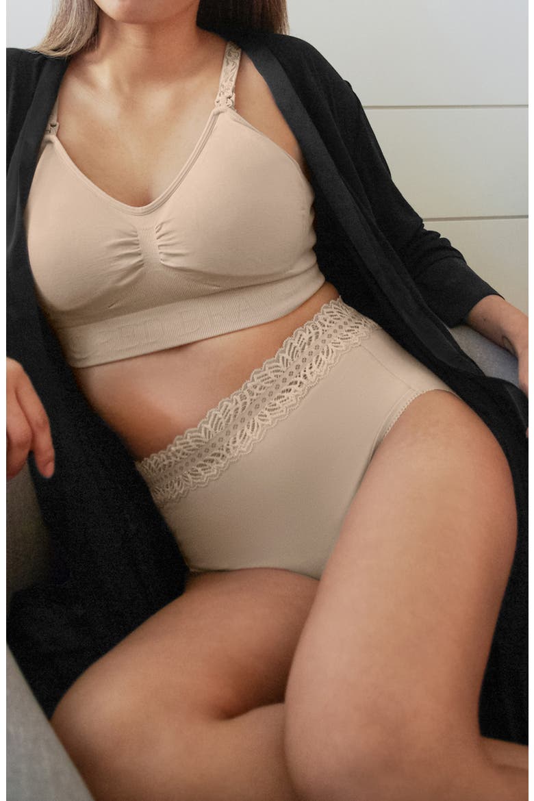 Assorted 5-Pack Lace Trim High Waist Postpartum Briefs, Alternate, color, NEUTRALS