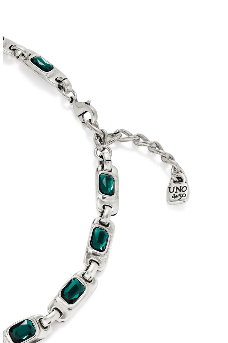 Sterling Silver-Plated Necklace with Green Crystals, Alternate, color, Silver