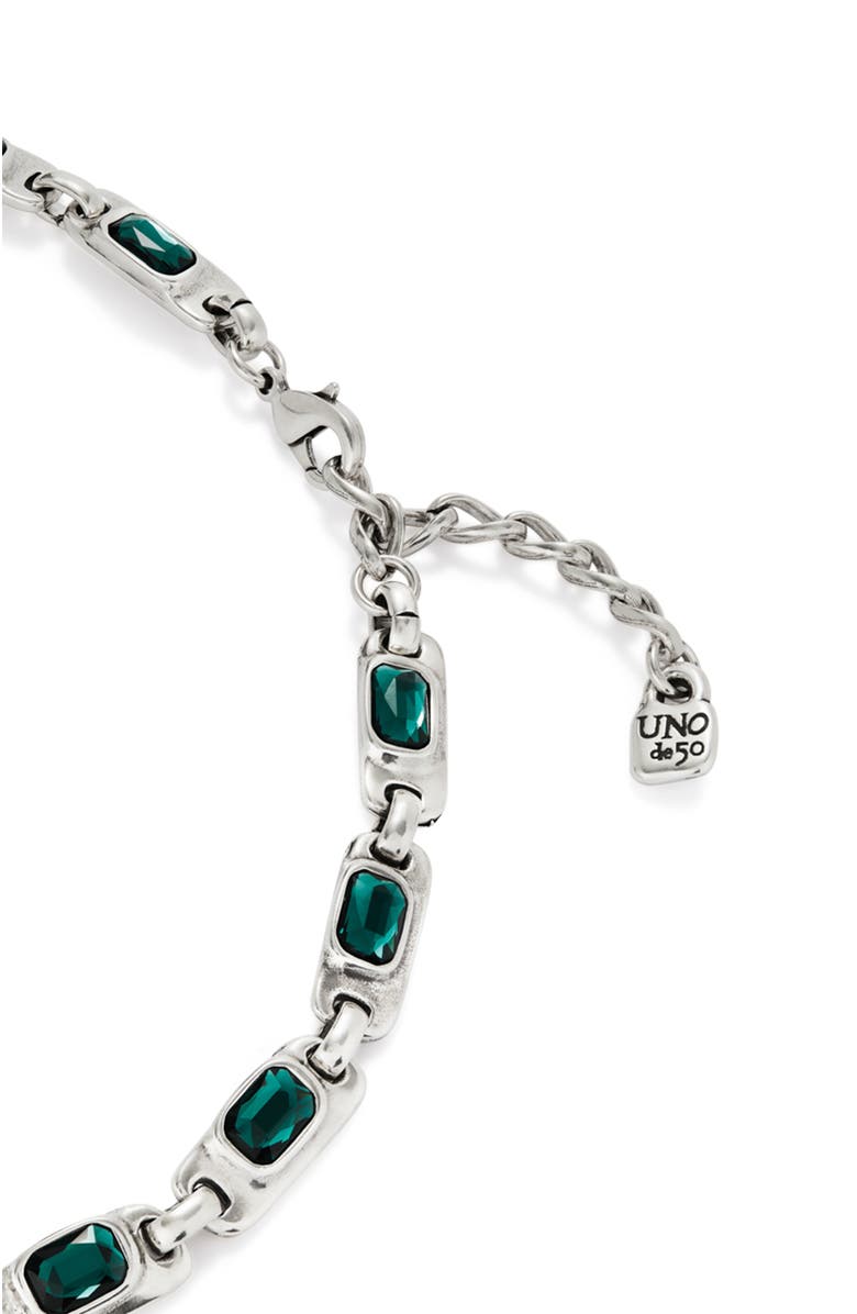 UNODE50 Sterling silver-plated necklace with green crystals, Alternate, color, Silver