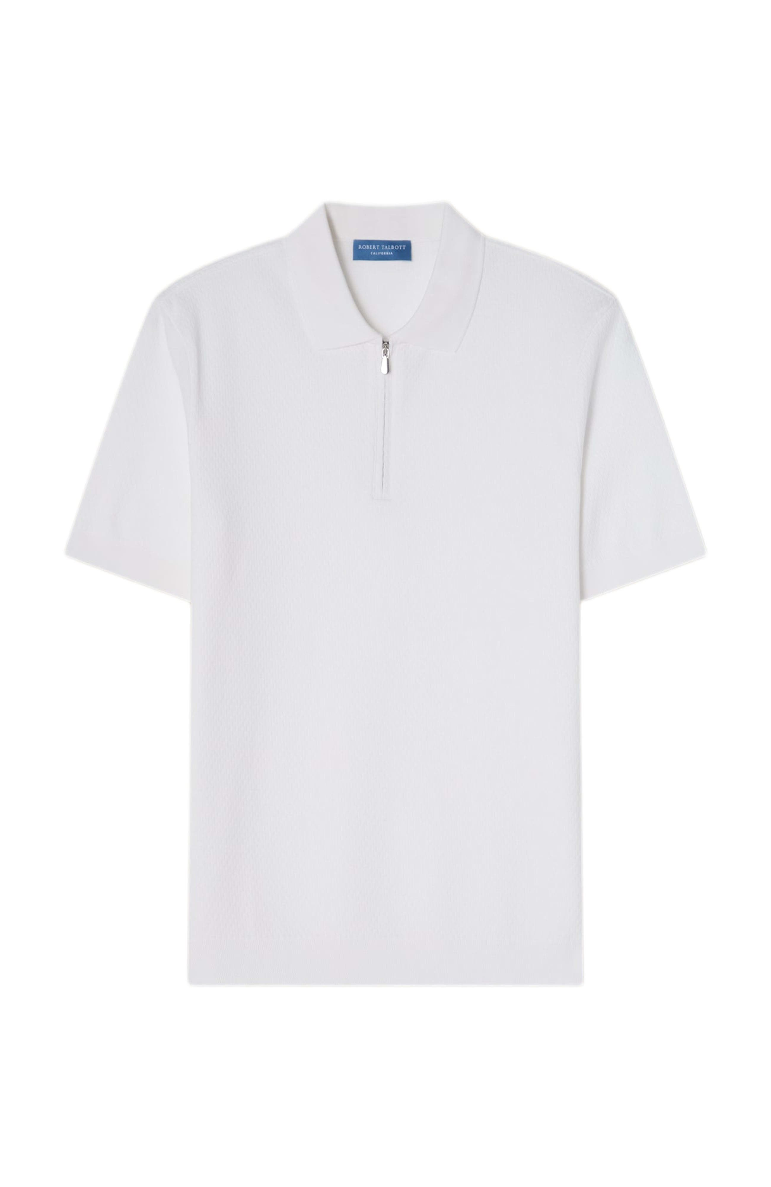 Robert Talbott Westin Textured Cotton Zip Polo (Men) | Nordstrom
