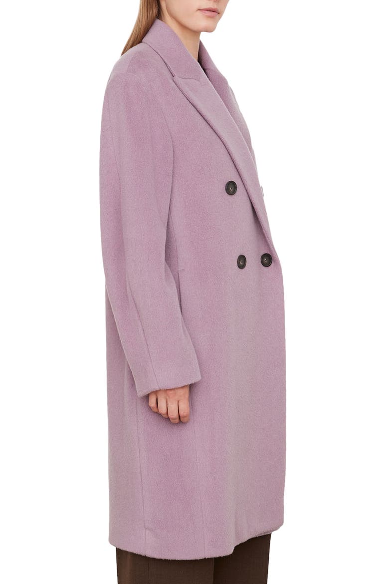 Brushed Double Breasted Coat, Alternate, color, PLUM NIGHT