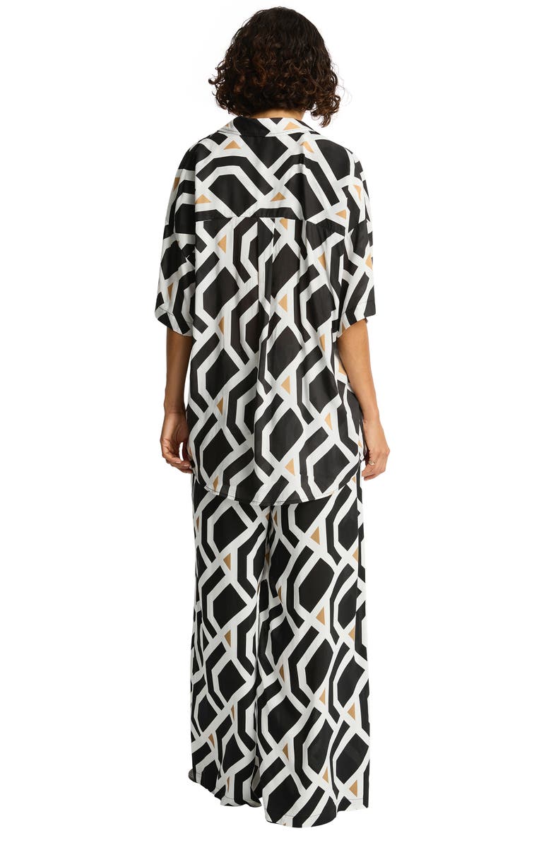 Sea Level Aloha Cover-Up Shirt, Alternate, color, Black Print