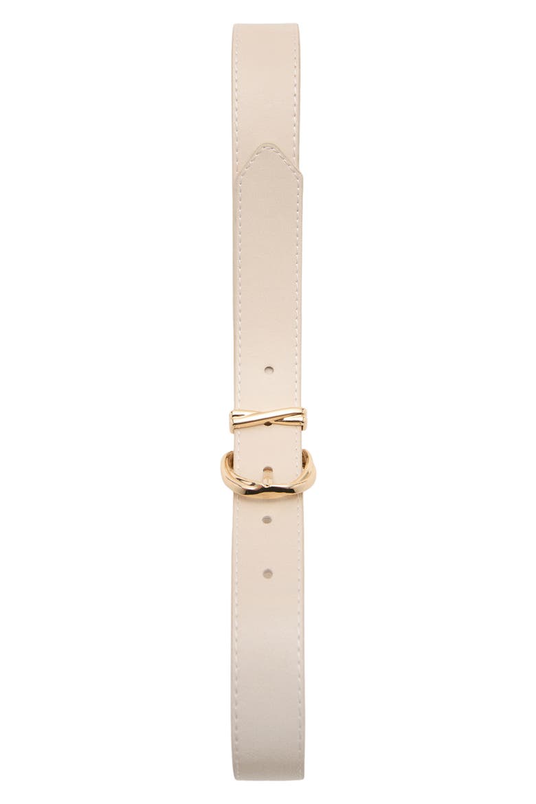 Oval Buckle Faux Leather Belt, Alternate, color, ECRU