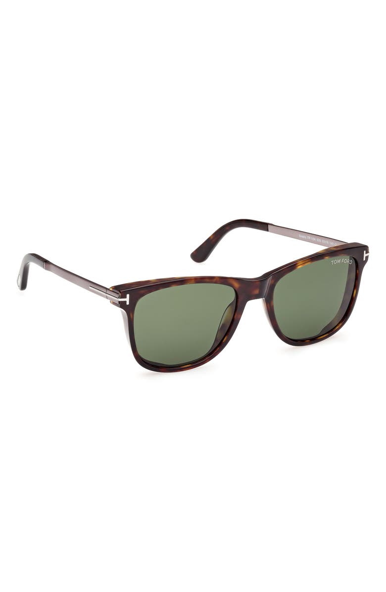 TOM FORD 53mm Square Sunglasses, Alternate, color, Havana Gunmetal / Green