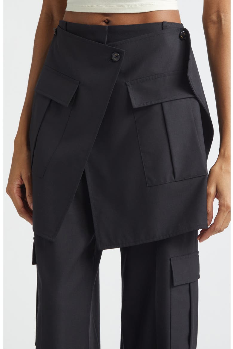 Convertible Panel Wool Blend Cargo Pants, Alternate, color, BLACK