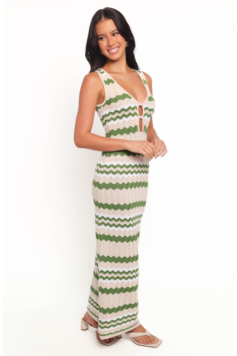 Hubert Chevron Pointelle Knit Maxi Dress, Alternate, color, KHAKI MULTI