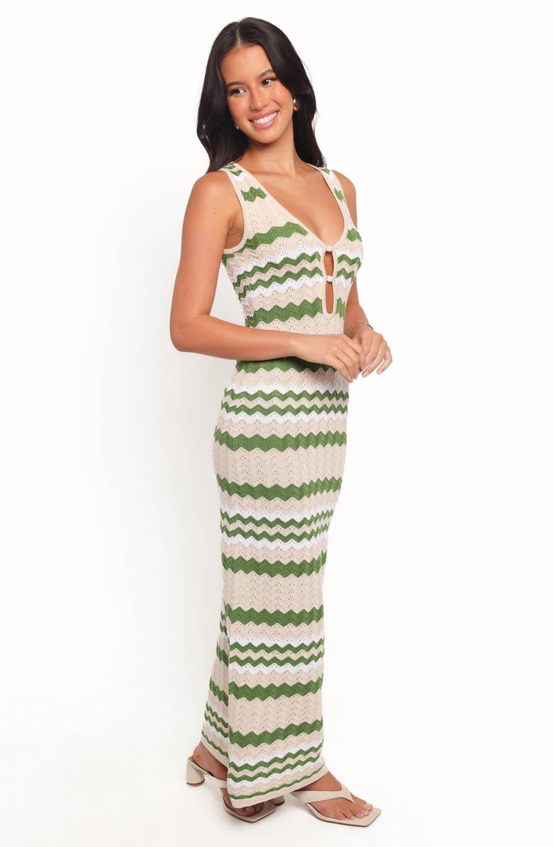 Petal & Pup Hubert Chevron Pointelle Knit Maxi Dress, Alternate, color, Khaki Multi