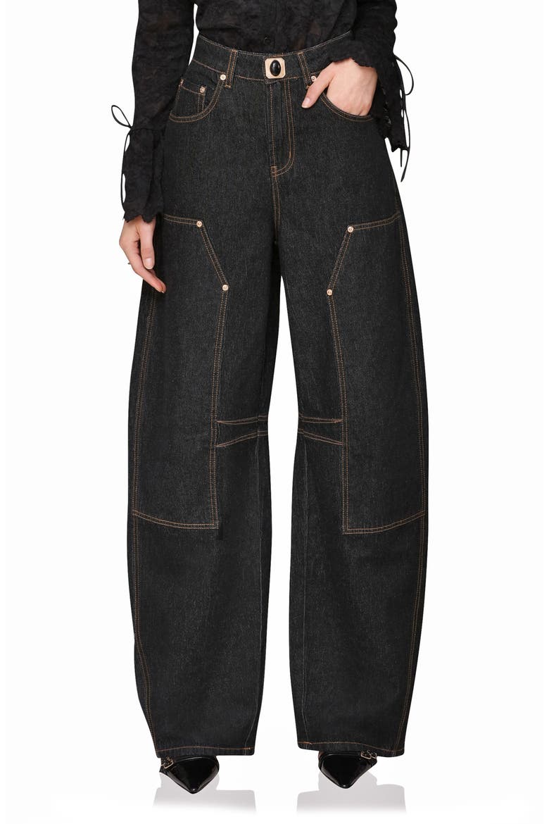 Barre Barrel Hem Jeans, Main, color, EBONY RINSE