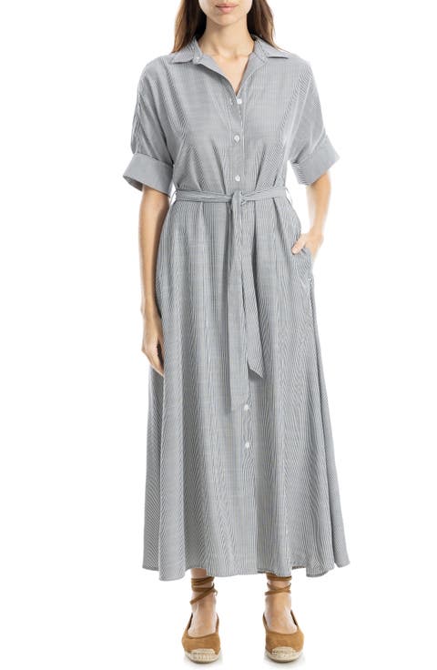 Stripe Short Sleeve Maxi Shirtdress