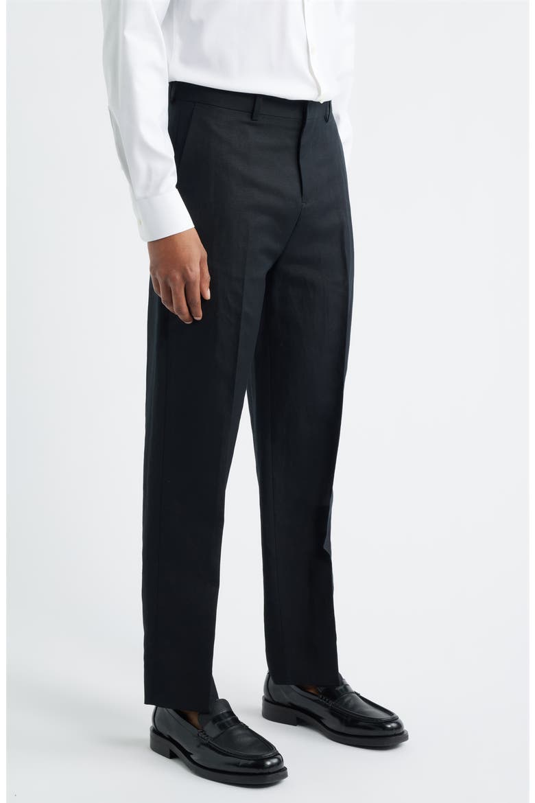Linen Blend Tapered Leg Pants, Alternate, color, BLACK