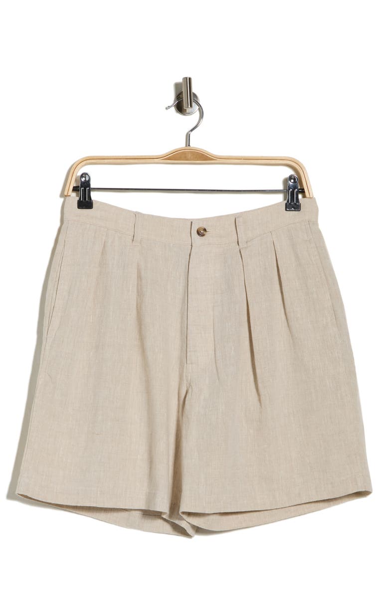 DENIMIST Double Pleat Linen Shorts, Main, color, Natural White Linen