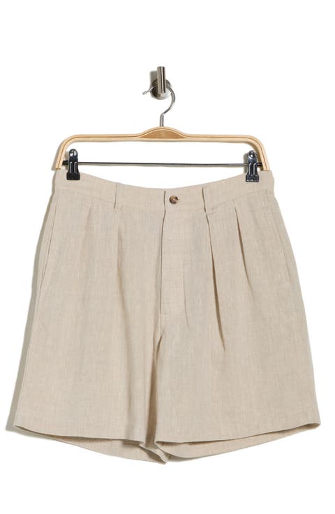 Double Pleat Linen Shorts
