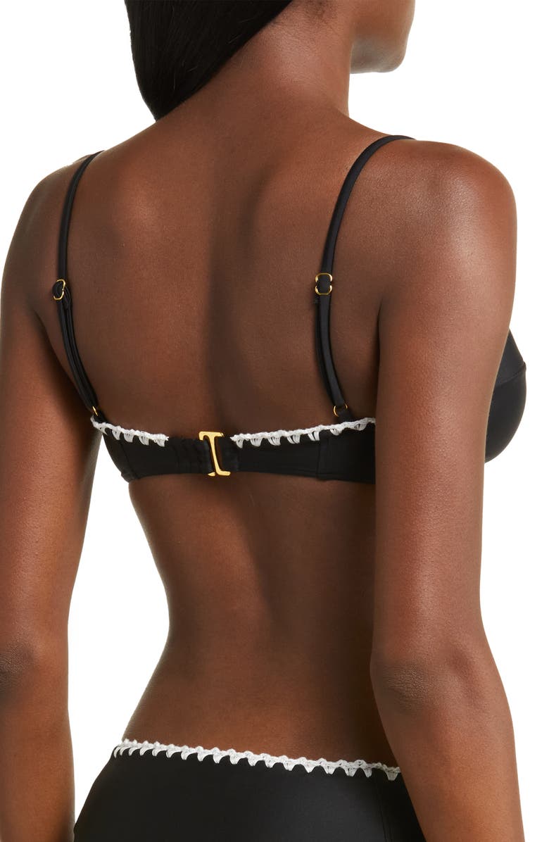 Ramy Brook Emmeline Underwire Contrast Edge Bikini Top, Alternate, color, Black W/White Crochet