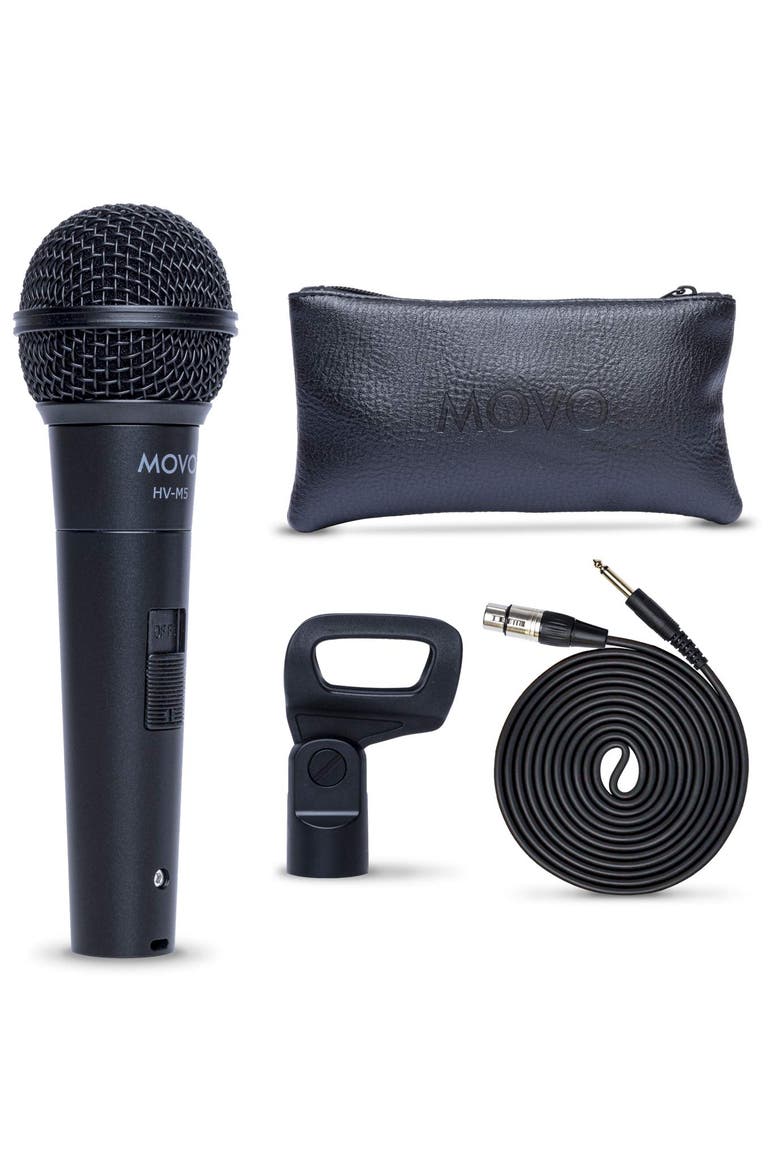 HV-M5 Dynamic XLR Cardioid Vocal Microphone with Internal Shockmount and Windscreen, Main, color, Black