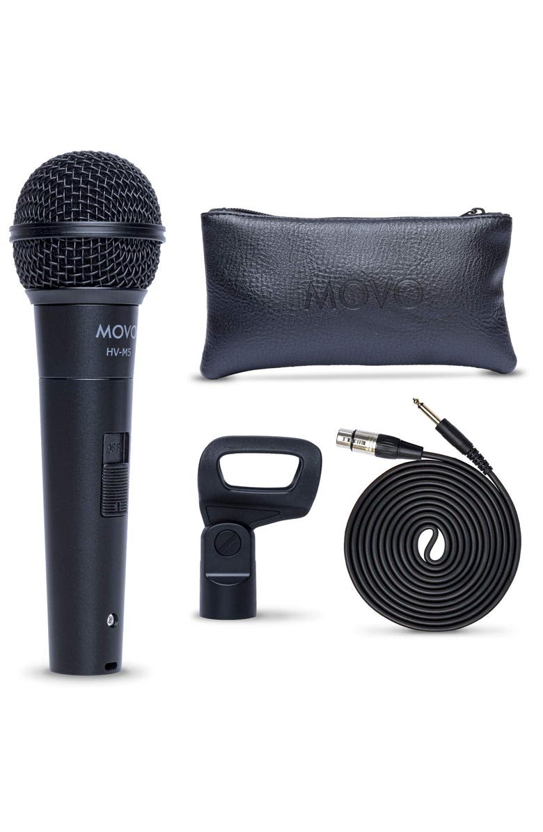 MOVO HV-M5 Dynamic XLR Cardioid Vocal Microphone with Internal Shockmount and Windscreen, Main, color, Black