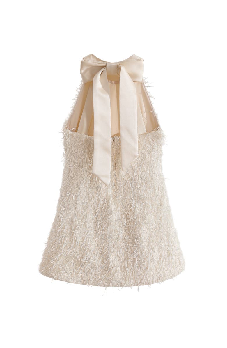 Tulleen Rosette Ribbon-Back Dress, Alternate, color, Cream