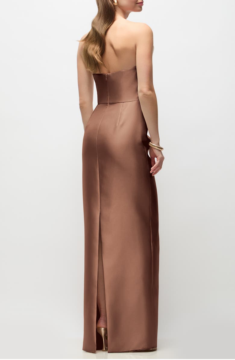 Alfred Sung Rebecca Strapless Satin Column Gown, Alternate, color, 