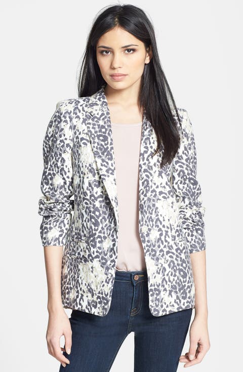 'Mehira' Animal Print Linen Blazer
