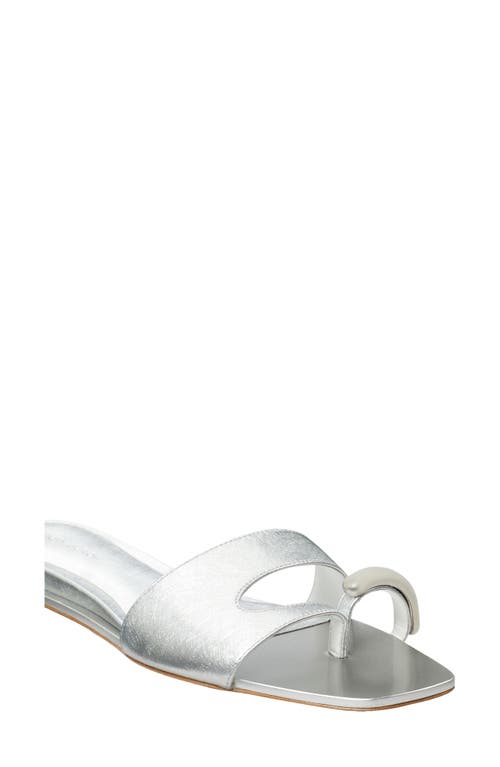 Tory Burch Toe Loop Slide Sandal In Bright Silver/silver
