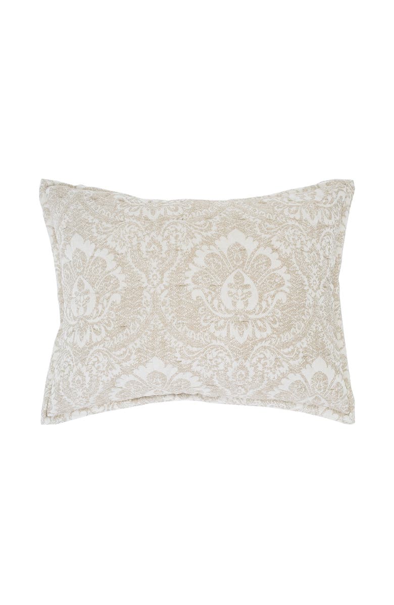 ELISABETH YORK 20" x 26" Navar Gray Damask Cotton Standard Sham - Machine Washable, Main, color, Brown