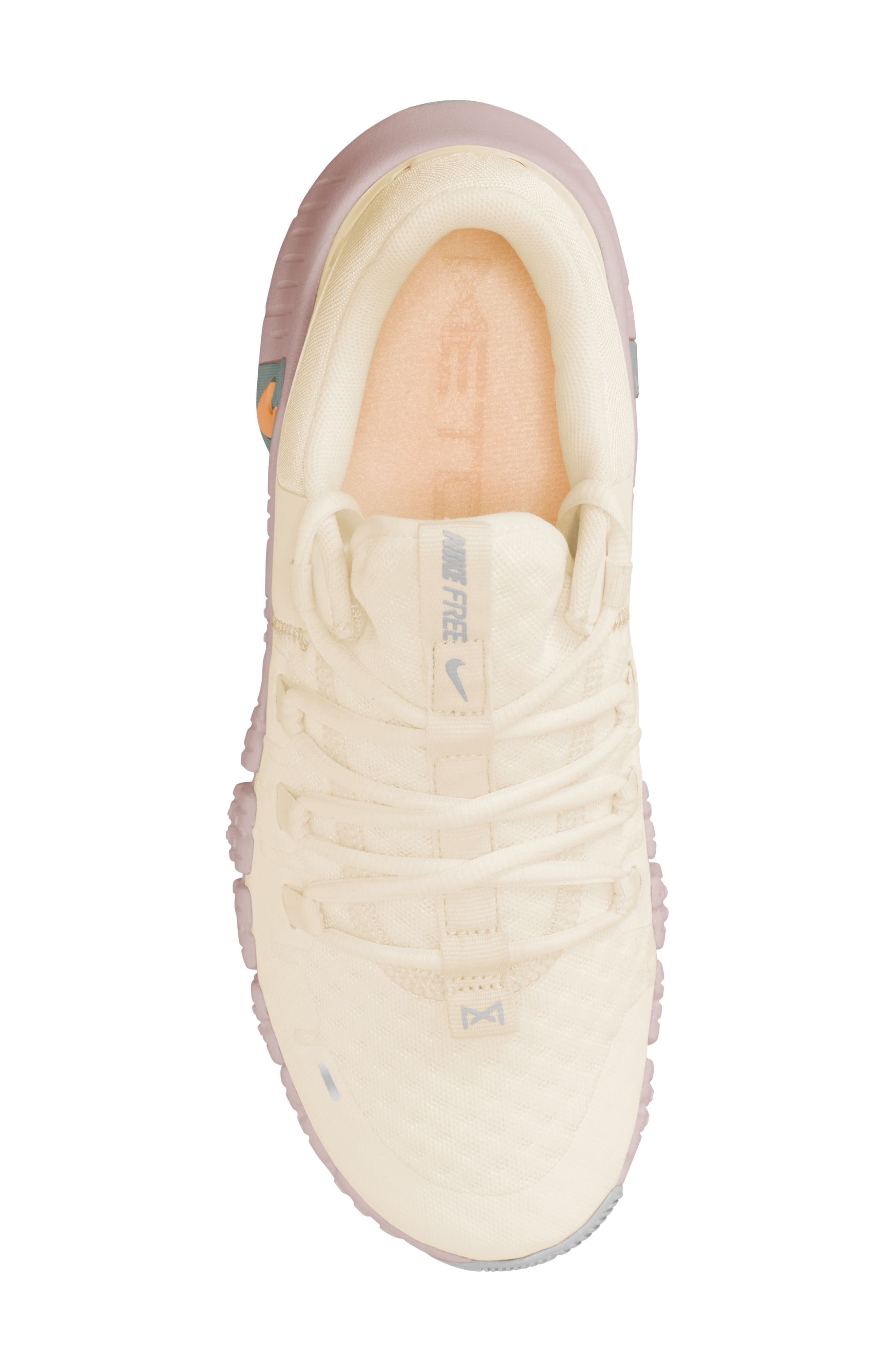Free Metcon 5 Training Shoe, Alternate, color, PALE IVORY/ PEACH/ SILVER