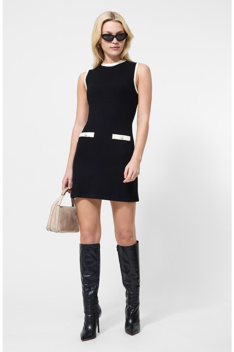 Knit Sheath Dress, Alternate, color, BLACK-CREAM
