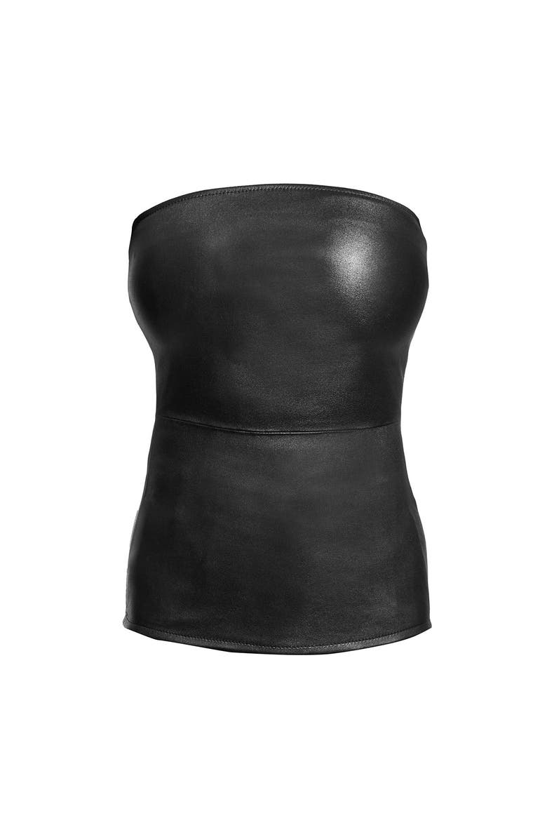 AS by DF Cinematique Stretch Leather Bustier, Alternate, color, Black