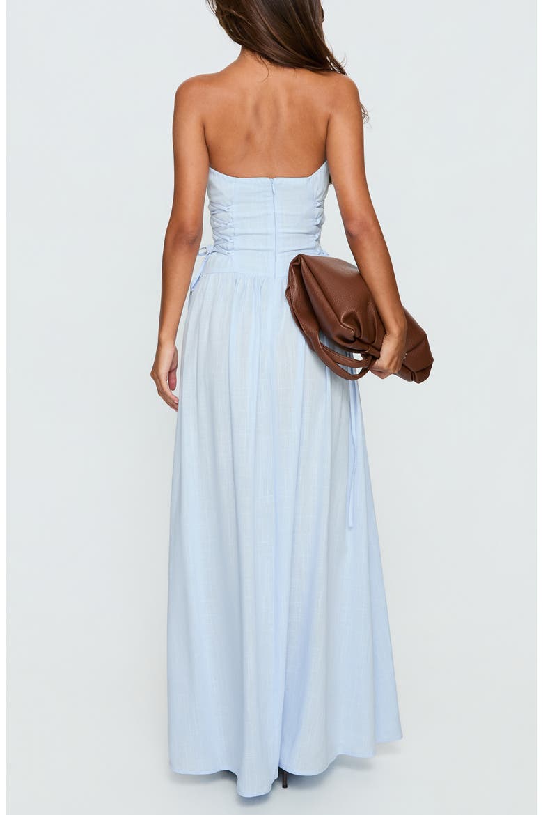 So Far So Good Strapless Linen Blend Maxi Dress, Alternate, color, BABY BLUE